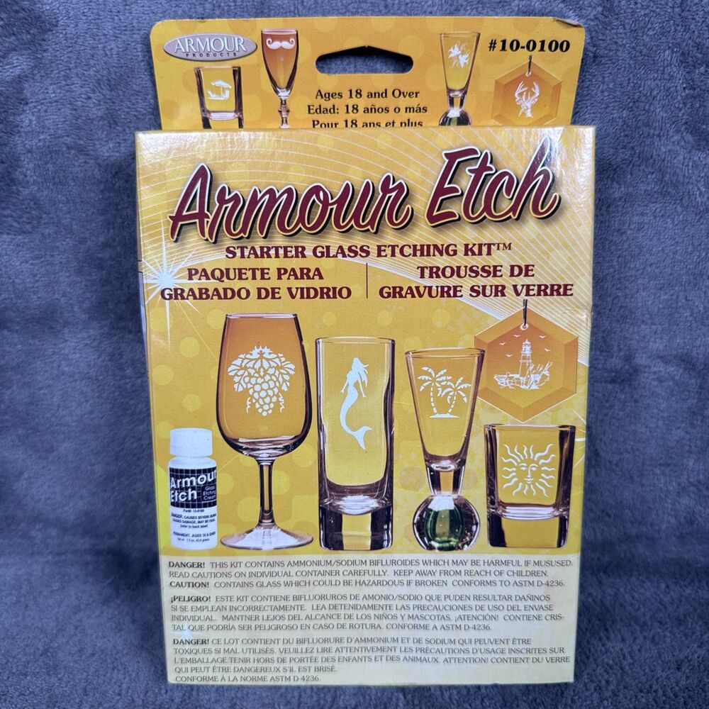Starter Glass Etching Kit with Rub n etch & Reusable Stencil Assortment